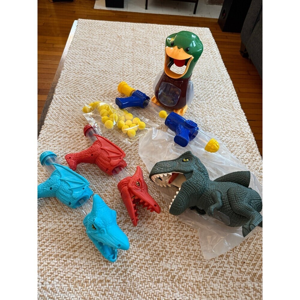 Dinosaur & Duck Ball Popper Toy Set with Foam Balls
